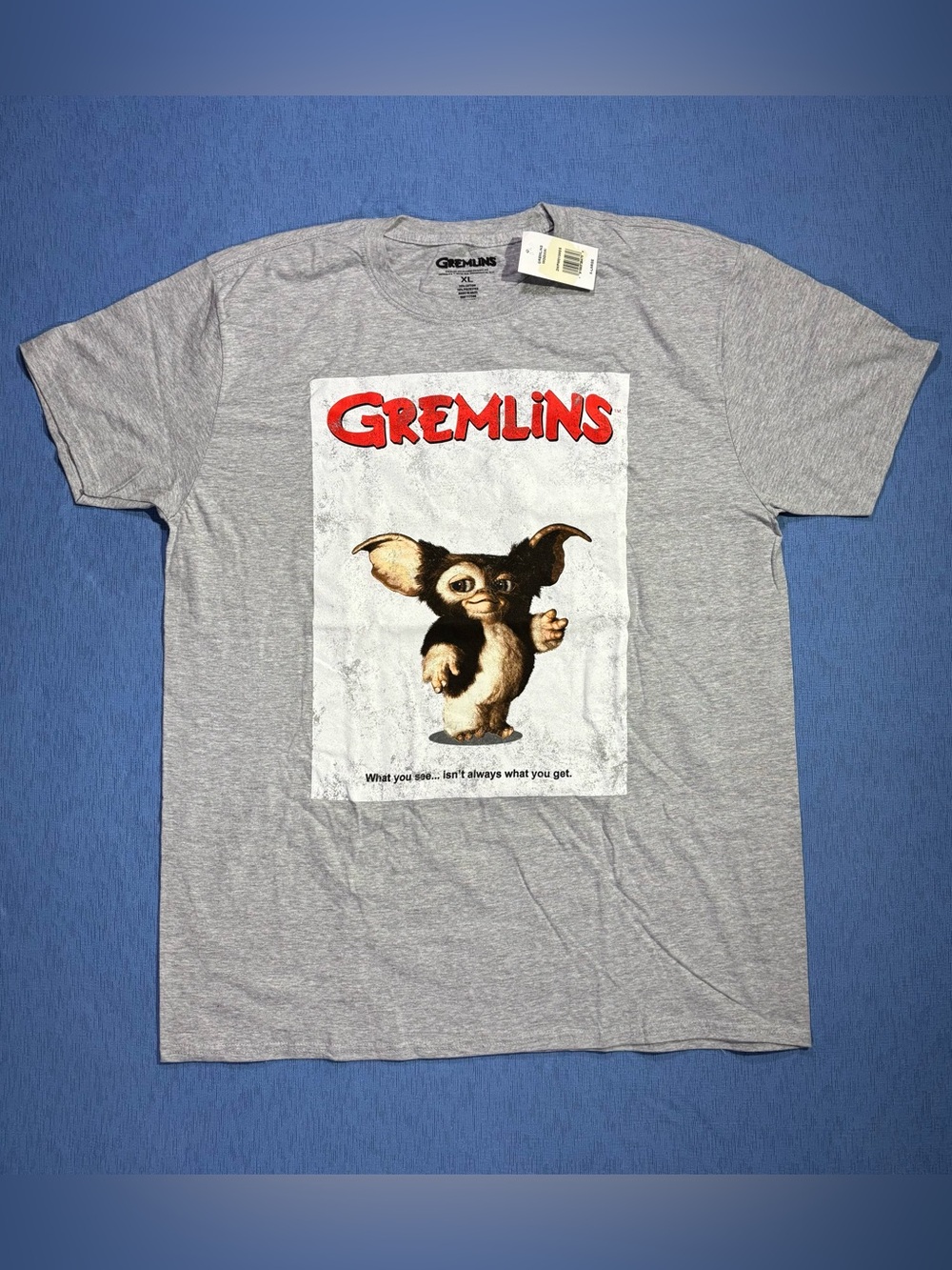 Gremlins Gizmo Movie Poster Heather Gray Size XL Graphic T-Shirt
